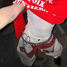 美式复古街头白色印花牛仔裤男潮牌宽松嘻哈炸街阔腿长裤，男装牛仔裤，四季星座505