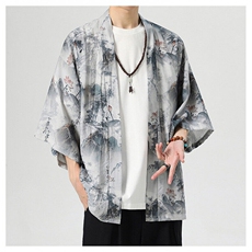 2025风时尚夏季宽松七分袖冰丝防晒衣荷花短款披风889/特p40，男装风衣，星座815（原A203）