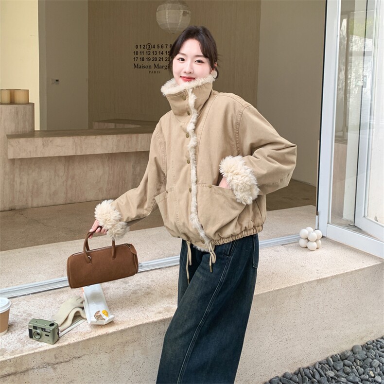 25冬季新款羊羔毛加绒加厚牛仔夹克外套2B138-805P220K330,女装短外套,2B138