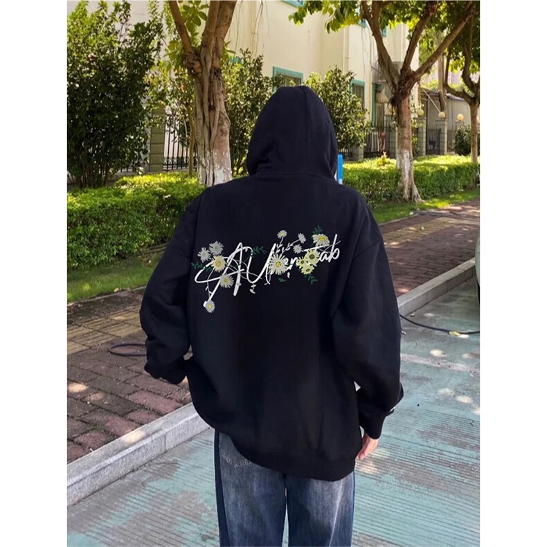 抖音得物 高品质印花连帽卫衣 秋冬装美式宽松连帽纯色卫衣ADL108图片