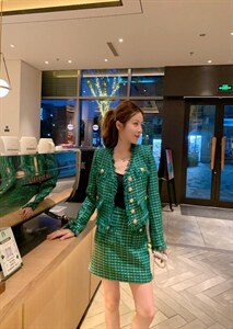 手工拉毛 小香套装裙图片