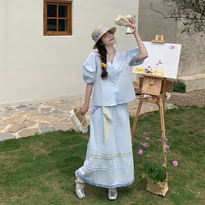 韩系夏日穿搭衬衫套装裙女夏季ootd穿搭超火搭配两件套巨好看绝美图片