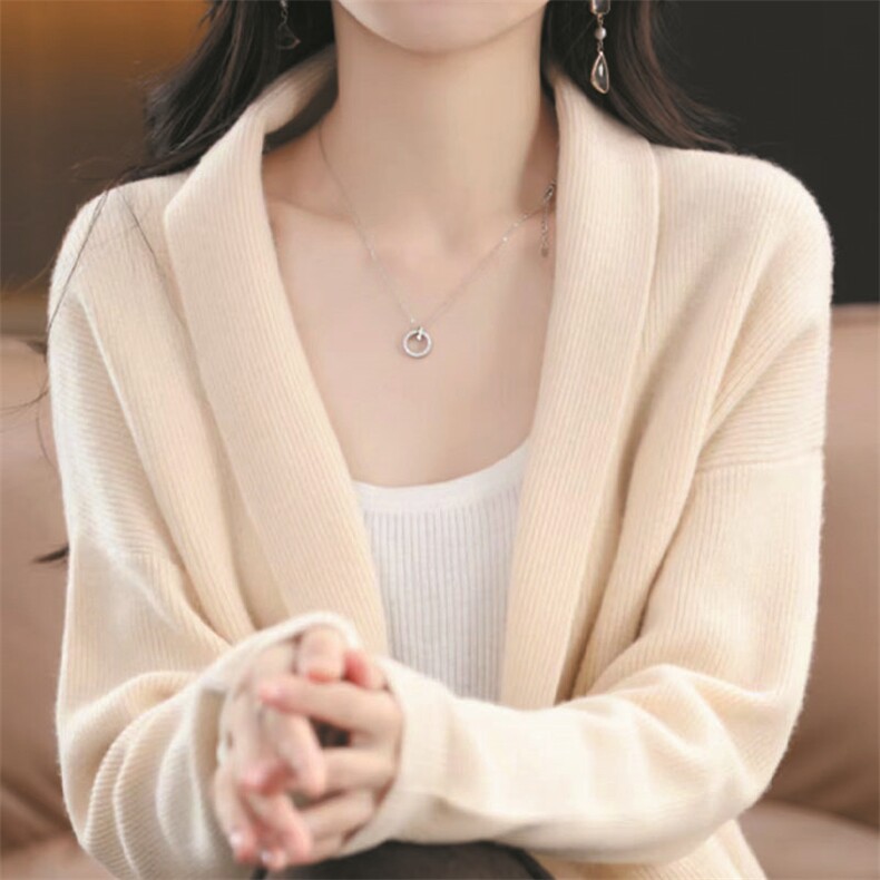 中长款羊绒针织衫女开衫高端长袖羊毛衫秋季新款纯色宽松毛衣外套,针织衫/毛衣,萱芳婷羊绒