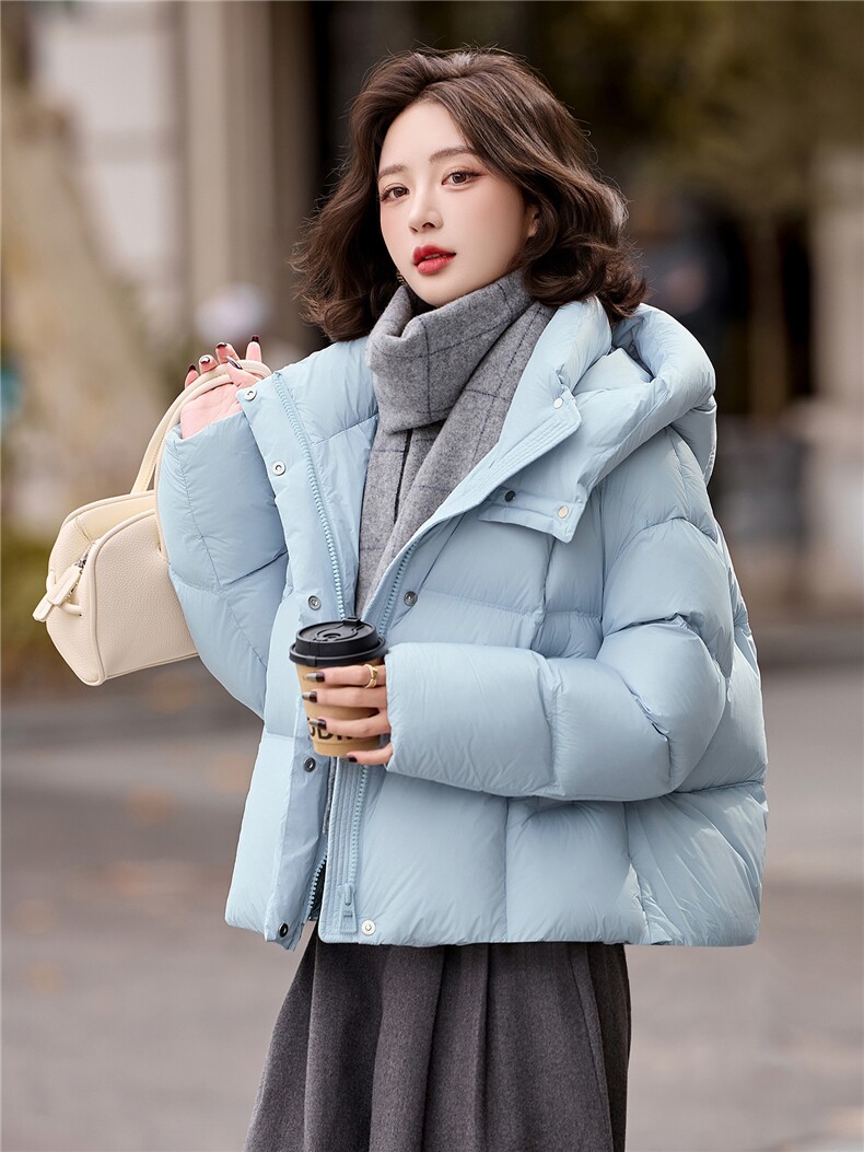 短款连帽立领羽绒服女冬2025新款韩版休闲小个子90白鸭绒加厚保暖,女装羽绒服,辉之琳