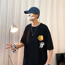 ！春夏新款纯棉宽松短袖T恤男士情侣体恤衫男DX01-P20，男装T恤，电商B367