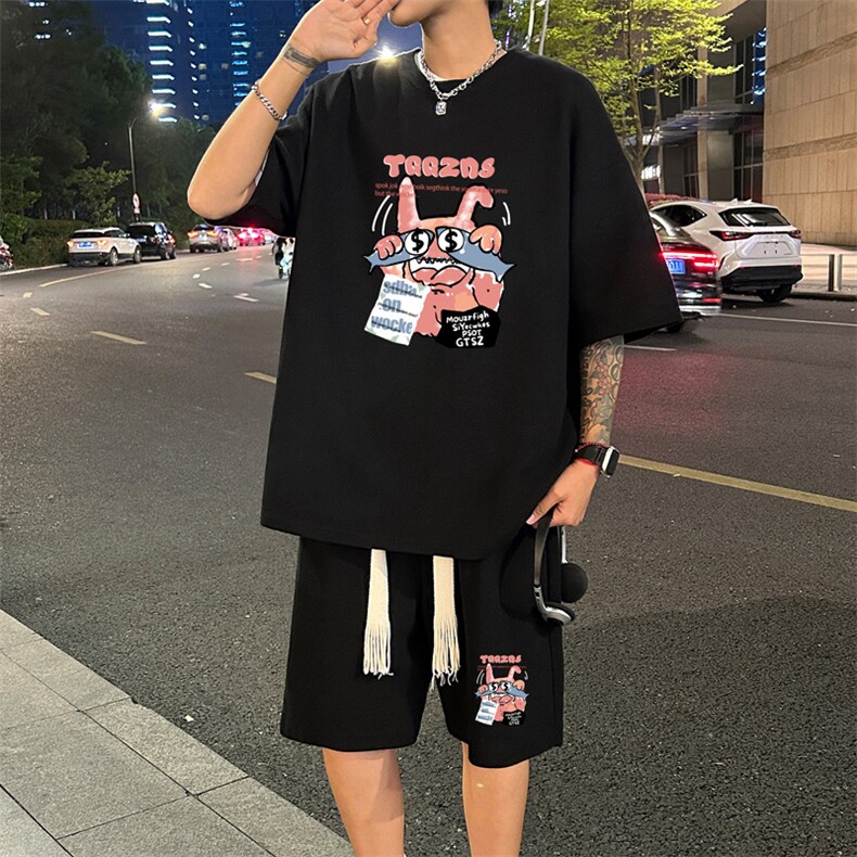 套装！华夫格套装短袖T恤短裤男HTZ534-特p：38,男装牛仔裤,电商B371