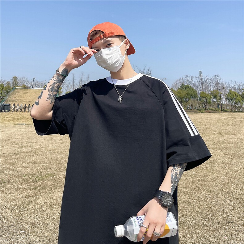 2025得物高品质300克全棉双纱短袖撞色条纹打底衫T恤男RH7717-P32,男装T恤,星座610B-1