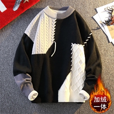 MY7011-常规TP40加绒TP50加绒加厚针织衫男慵懒风套头毛衣外套，男装针织衫/毛衣，电商A320