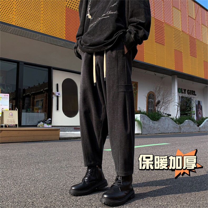 冬季新款加厚抗起球呢料哈伦裤宽松大码休闲小脚萝卜裤男873-P65,男装休闲裤,电商C305A