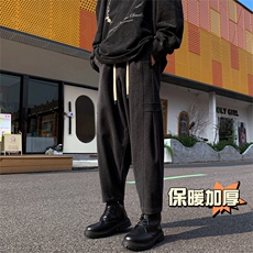 冬季新款加厚抗起球呢料哈伦裤宽松大码休闲小脚萝卜裤男873-P65，男装休闲裤，电商C305A