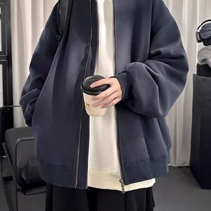 复古日系华夫格重磅棒球服外套男女春秋季潮牌情侣休闲百搭夹克图片