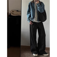 美式复古水洗做旧翻领卡哈特牛仔外套男春秋宽松简约工装夹克，男装工装外套，星座410-7