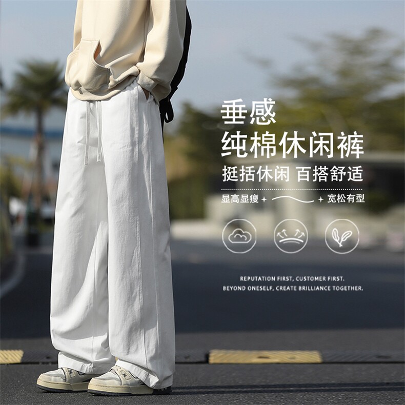 日系纯棉挺括时尚潮宽松直筒运动休闲长裤K350特批30,男装休闲裤,星座718-1