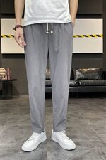 春季中国风大码宽松棉麻休闲直筒裤哈伦束脚裤男QT6008-1-K65-P65，男装休闲裤，电商A008