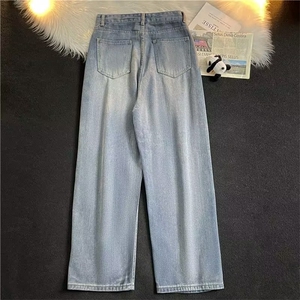 高街复古牛仔裤新款oversize嘻哈街头bf宽松阔腿拖地裤N5043-P45图片