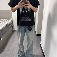 男生穿搭高级感裤子cleanfit美式，男装牛仔裤，星座506A