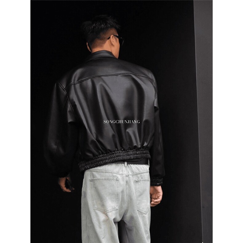 复古垫肩皮衣外套男加厚夹棉高级感宽松皮夹克LJM7709-P70夹棉78,男装夹克,星座1008