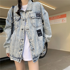 A423-P78设计感小众牛仔外套春秋情侣穿搭棒球服，男装工装外套，星座911