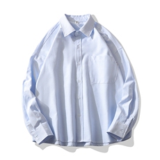 抖音023条纹衬衫男长袖宽松外套小清新港风衬衣CS7212P4569，男装衬衫，电商B413-1