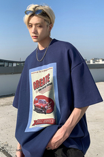 2024夏季新款美式复古短袖卡通小汽车印花T恤JK23275-p35-控48，男装T恤，星座605(原A050)