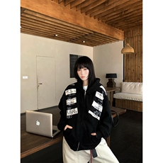 高品质春装新款美式高街潮牌解构设计休闲连帽卫衣男女慵懒风外套，女装短外套，电商A486