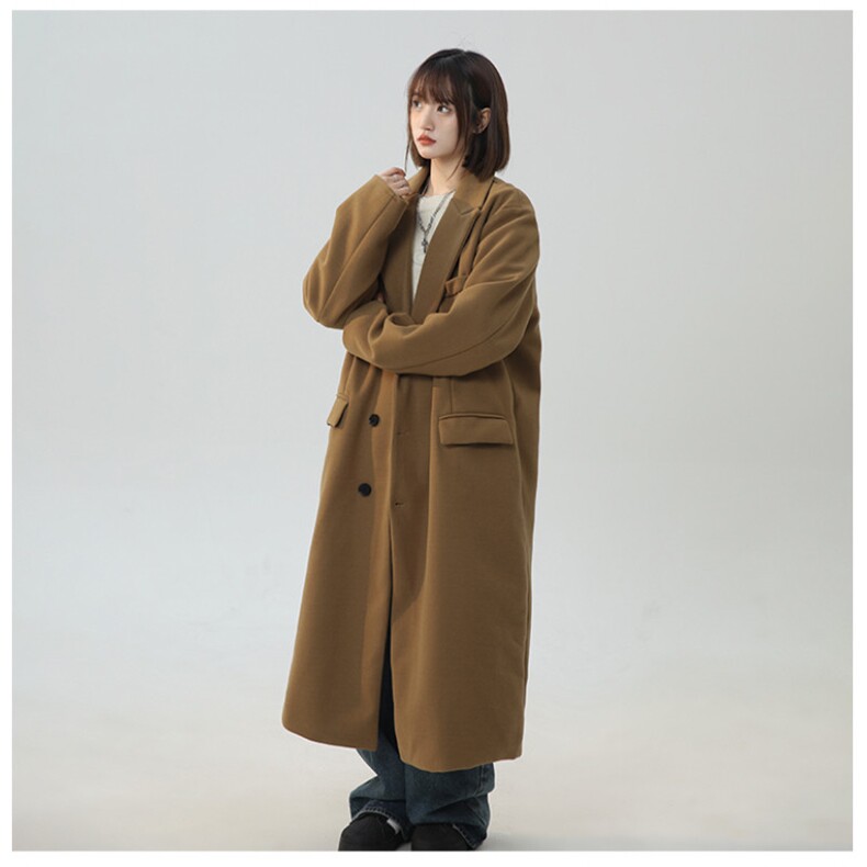 呢子大衣女秋冬高级感2025新款中长款正肩西装毛呢风衣外套,女装风衣,星座710