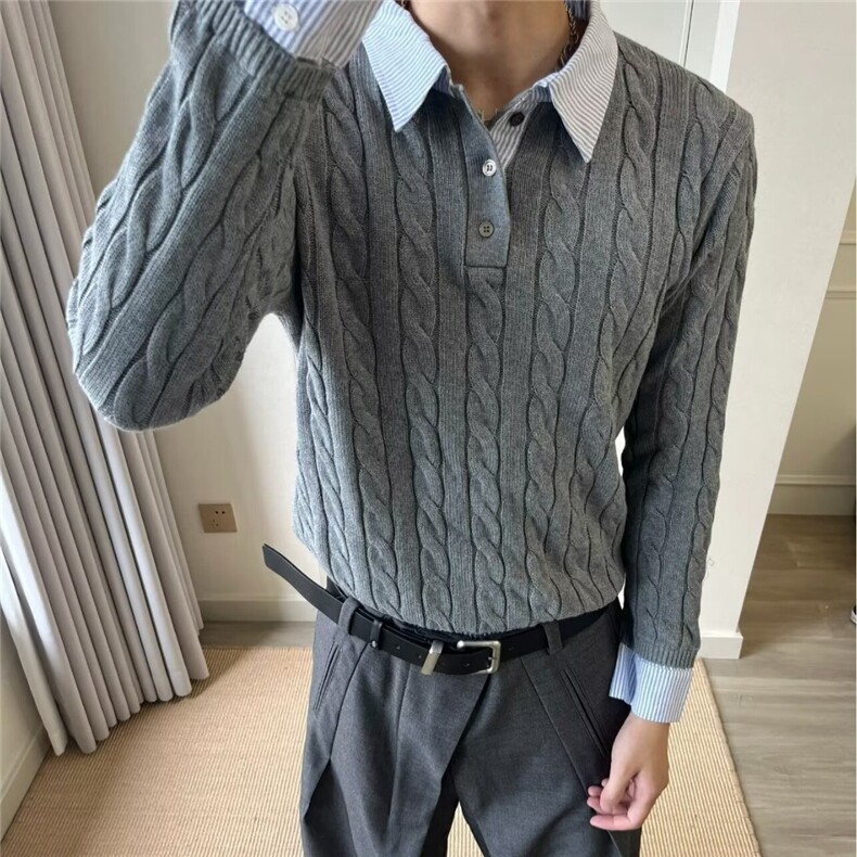秋冬季假两件毛衣男青年学生潮流衬衫领带领针织衫,男装针织衫/毛衣,星座410-7