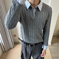 秋冬季假两件毛衣男青年学生潮流衬衫领带领针织衫，男装针织衫/毛衣，星座410-7