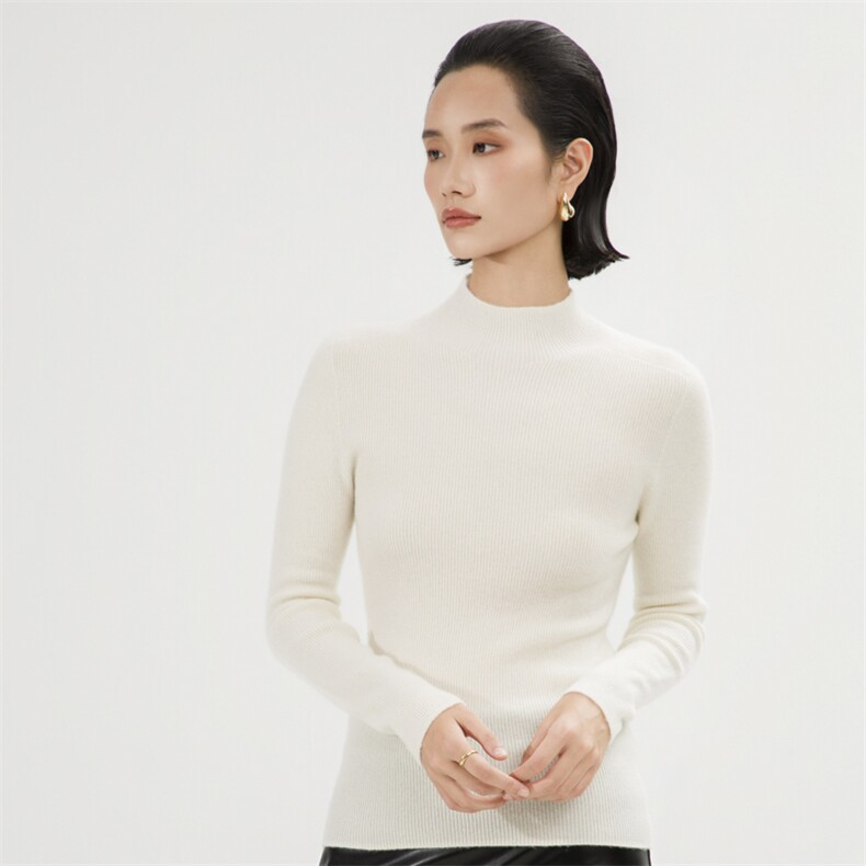 无缝一体扬子纱120s精纺羊毛衫女圆领秋冬毛衣套头内搭针织打底衫,女装羊绒衫,巾兮羊绒