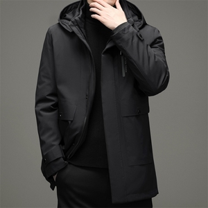 90%白鹅绒中青年男士连帽可卸商务休闲羽绒服冬季保暖ZG2923-P390图片