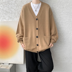 8XL-M大码V领开衫毛衣外套男日系复古宽松慵懒风针织衫KS002p55，男装针织衫/毛衣，电商B312