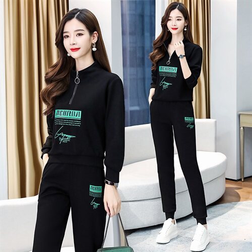 休闲运动套装女时尚大码女装2024春秋新款洋气减龄宽松舒适两件套,女装套装/套裙,梦依杭