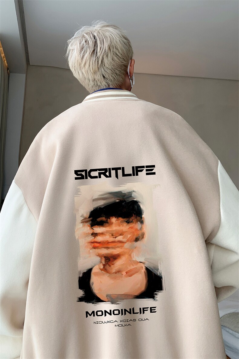 摇粒绒棒球服男大码开衫卫衣男夹克BF86213-P65,男装夹克,电商A040