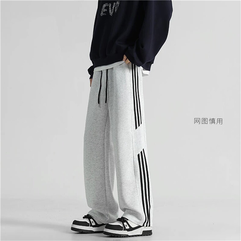 网图大加绒男港风宽松垂感卫裤运动裤K10233-P38/K10233绒45,男装休闲裤,电商A099