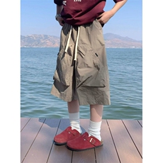 W9737-P40网图现货日系简约工装短裤夏街头中裤户外宽松五分裤，男装牛仔裤，星座1608-2