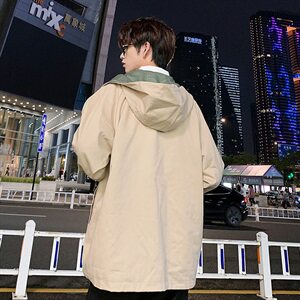 港风秋季两面穿夹克男韩版时尚简约连帽外套A090-JK72 P115 限138图片
