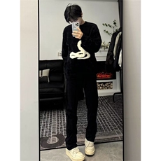 美式潮牌蛇形提花高级感毛衣男秋冬新款高街宽松慵懒风针织上衣，男装针织衫/毛衣，星座716-2
