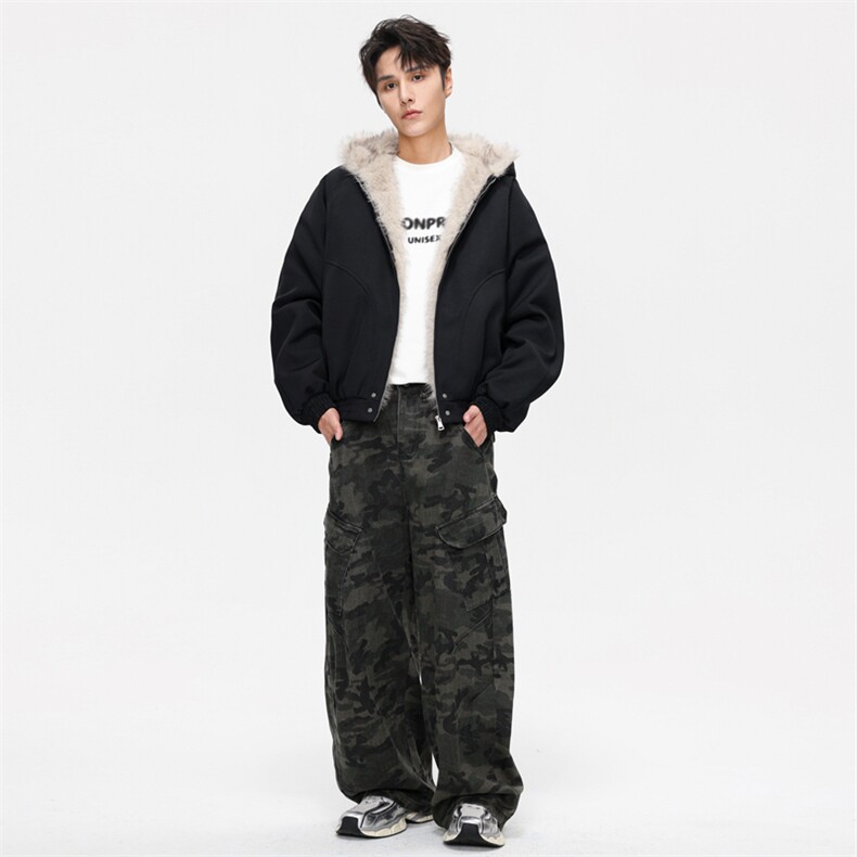 座山雕冬季加厚百搭连帽棉衣复古潮牌外套男 B2519-特P88图片