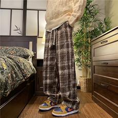 2025冬季新款加绒保暖复古格子宽松休闲裤B315-K862JR-p65控88，男装棉衣，电商B315
