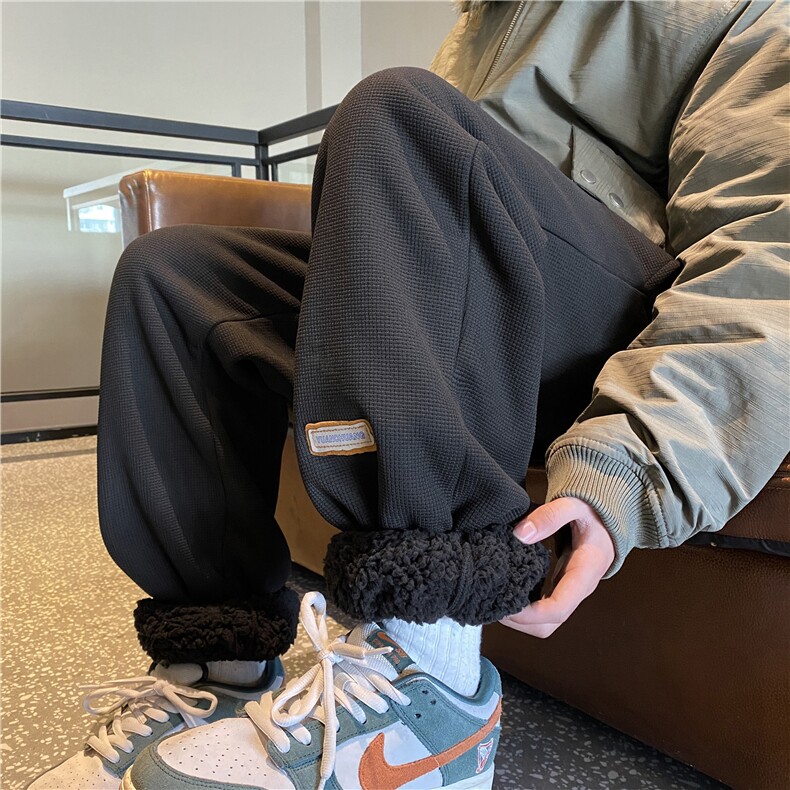 羊羔毛棉裤加厚保暖加绒裤直筒阔腿休闲裤B315-K5428-特p40控78，男装棉裤，电商B315