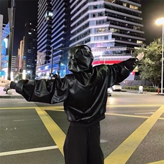 HT97-P65欧美嘻哈街头拉链解构连帽皮衣外套男小众潮牌高级感，男装皮衣，电商B323A
