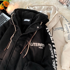 麂皮绒连帽棉衣男女棉服新款棉袄加绒外套冬装3355-P90控128，男装棉衣，星座207