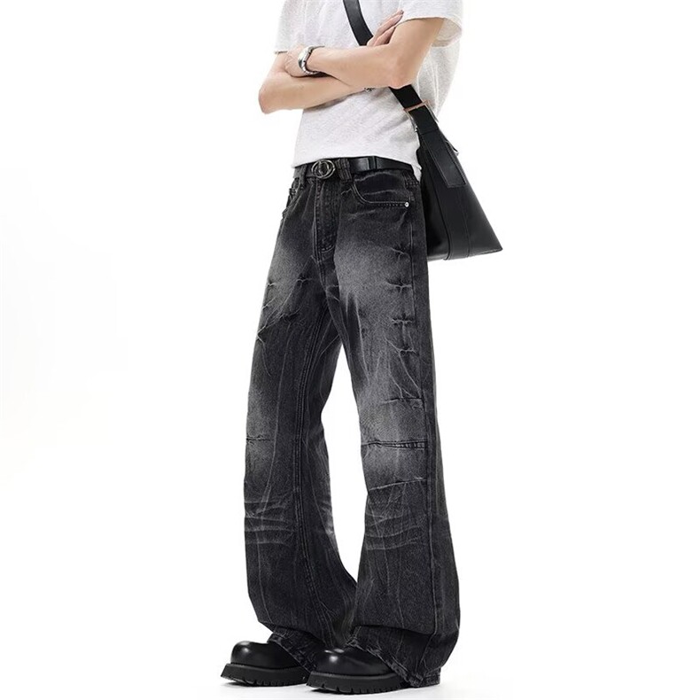 K140-P52黑灰色水洗闪电纹牛仔裤男款夏季cleanfit裤子,男装牛仔裤,电商B323A