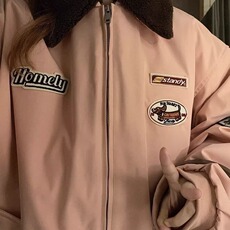 美式羊羔毛领棉服少女冬装2024新款初中高中学生宽松棉衣加厚外套，男装棉衣，星座506A