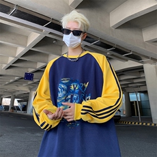 藏青拼黄袖