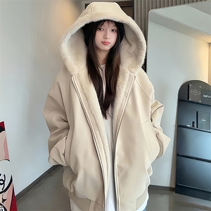 现货高品质美式高街冬季重磅座山雕大毛毛领pu皮棉衣男女加厚外套图片