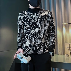 高级感痞帅提花半高领毛衣修身社会小伙店主风301C-M78-P78控108，男装针织衫/毛衣，星座301C（原B323）