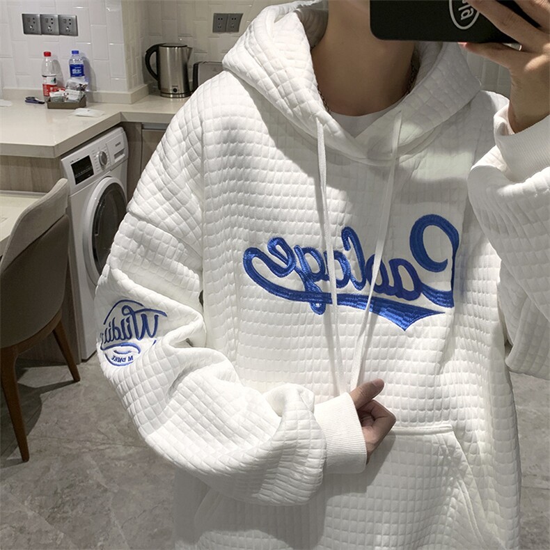 现货华夫格卫衣春季潮牌2022刺绣男潮流ins连帽上衣W2610-P33,男装卫衣,星座512-2