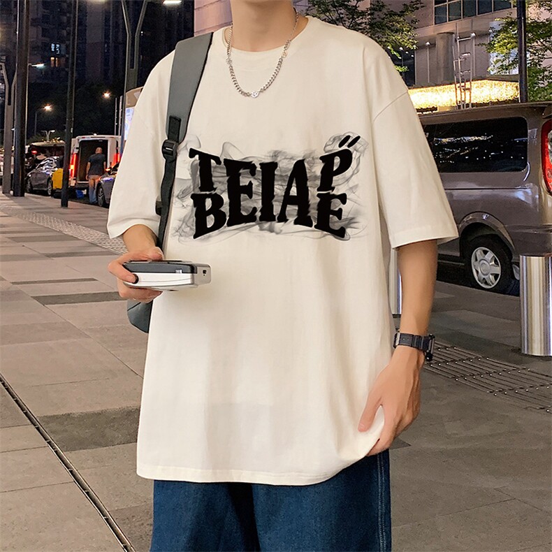 T663P26夏季新款美式纯棉短袖T恤ins衣服宽松半袖体恤字母印花,男装T恤,星座304A