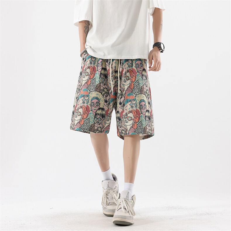 短裤男夏季美式复古拼接五分裤潮牌宽松大码XZ102B-1DK2589P25,男装牛仔裤,星座102B-1